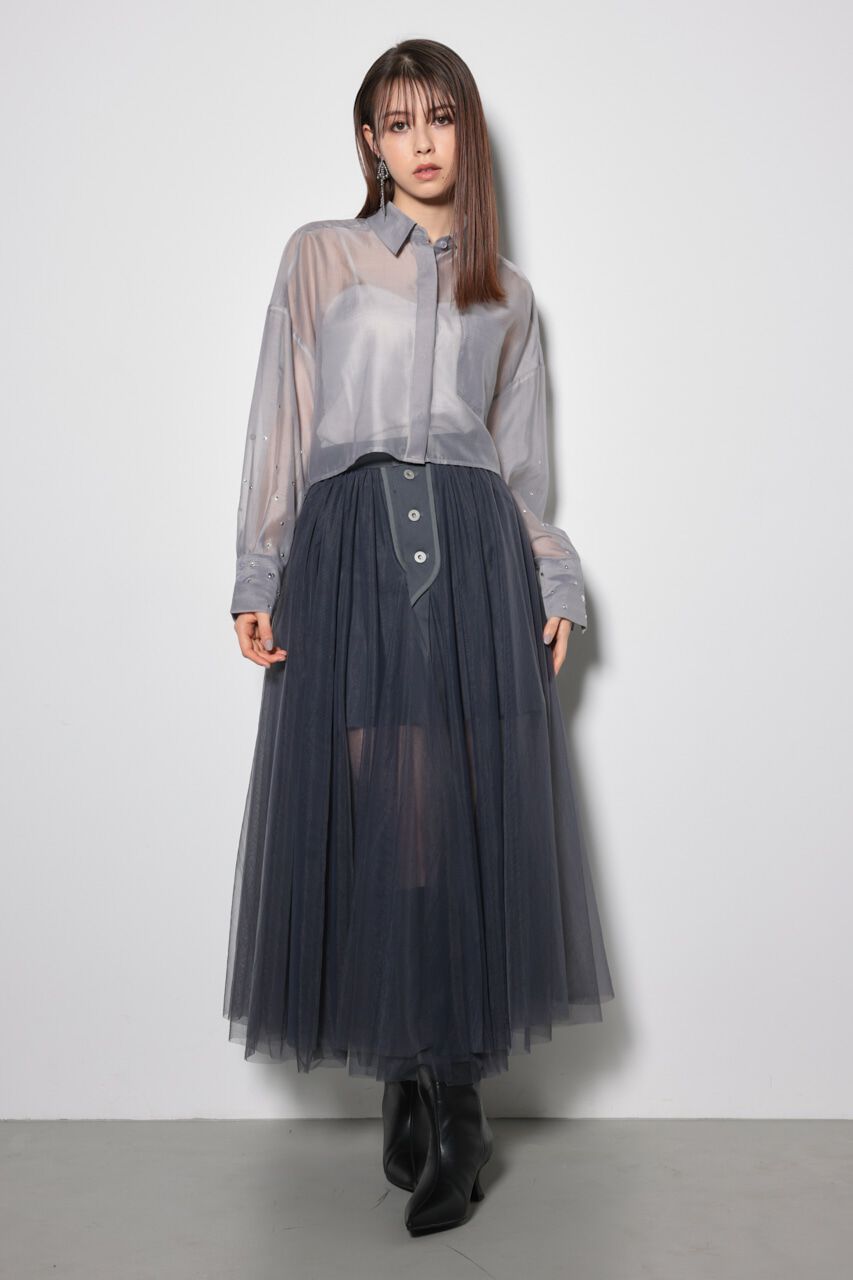 rienda「ビジュースリーヴシアーシャツ」|シャツ・ブラウス|