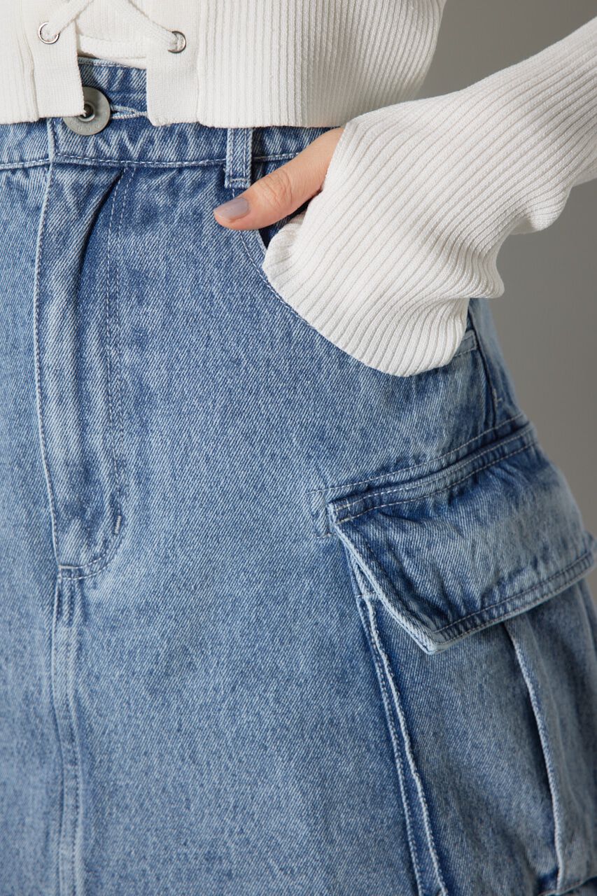 rienda「カーゴデニムジャストウエストスコートショートパンツ」|その他|