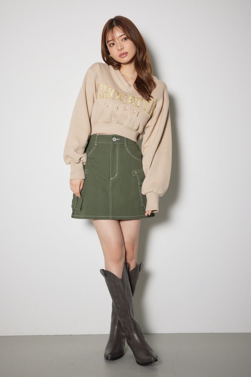 rienda「Vネックショートスウェットトップス」|Tシャツ・カットソー|