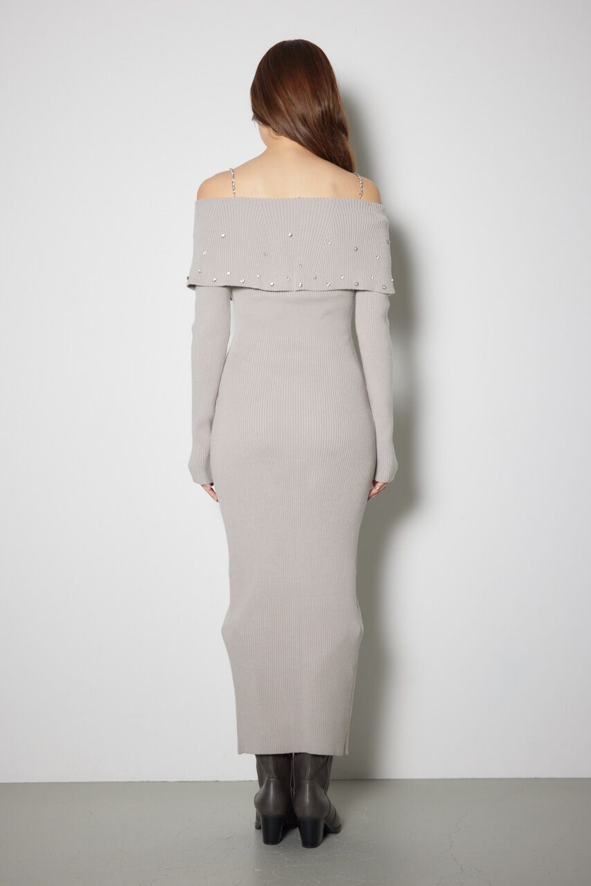 rienda「2WAYオフショルダービッグカラーニットワンピース」|ワンピース|