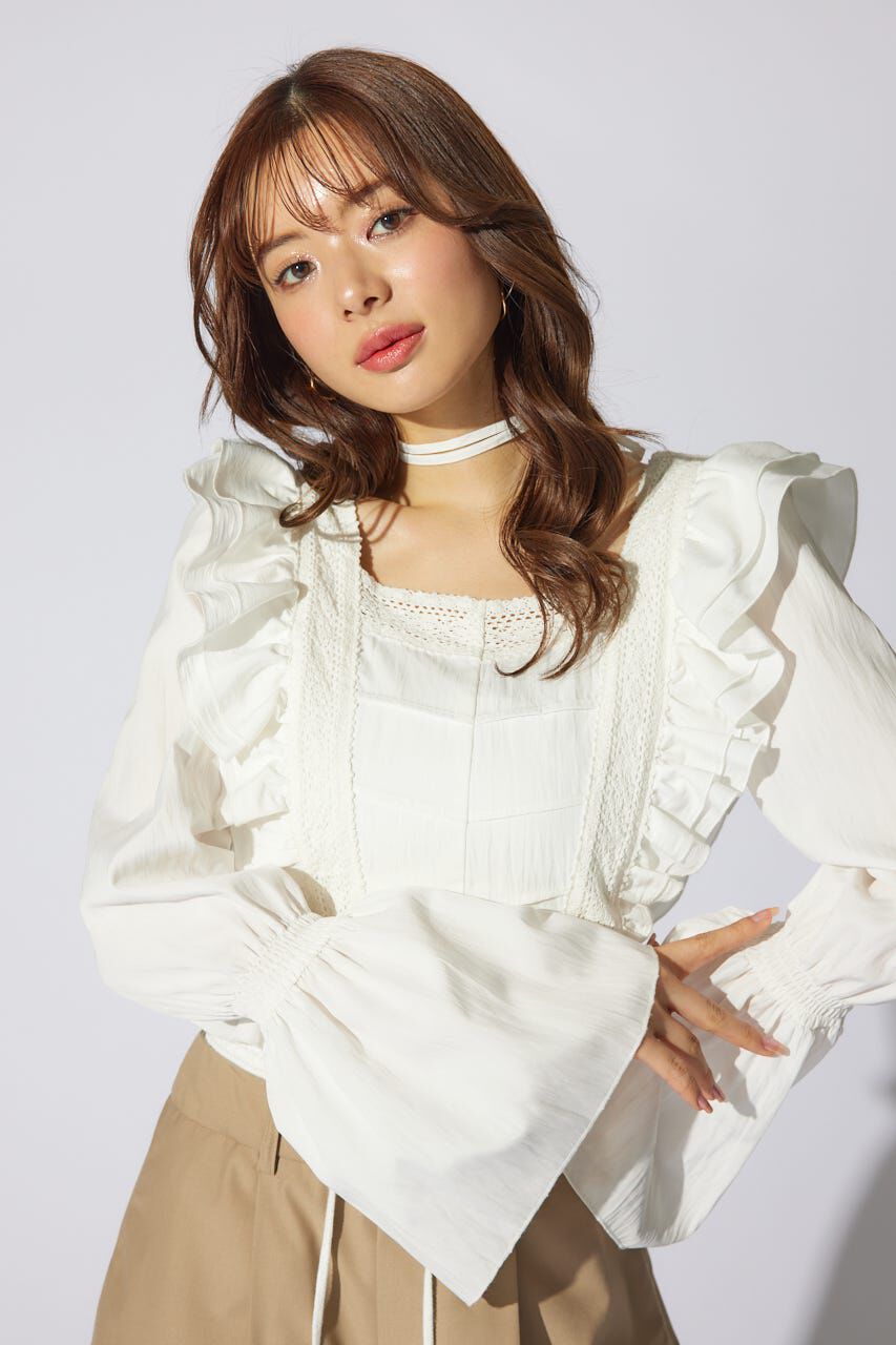 rienda「レースラインペプラムブラウス」|シャツ・ブラウス|