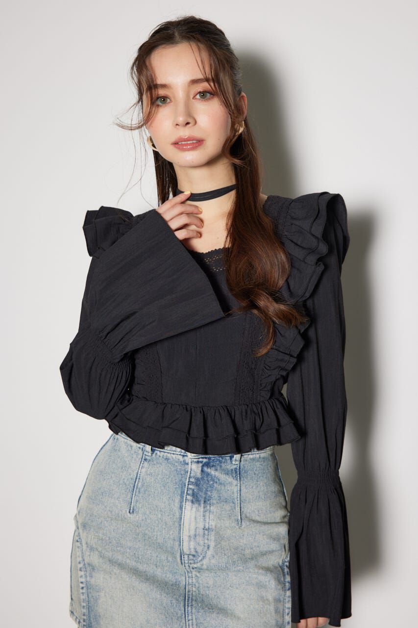 rienda「レースラインペプラムブラウス」|シャツ・ブラウス|