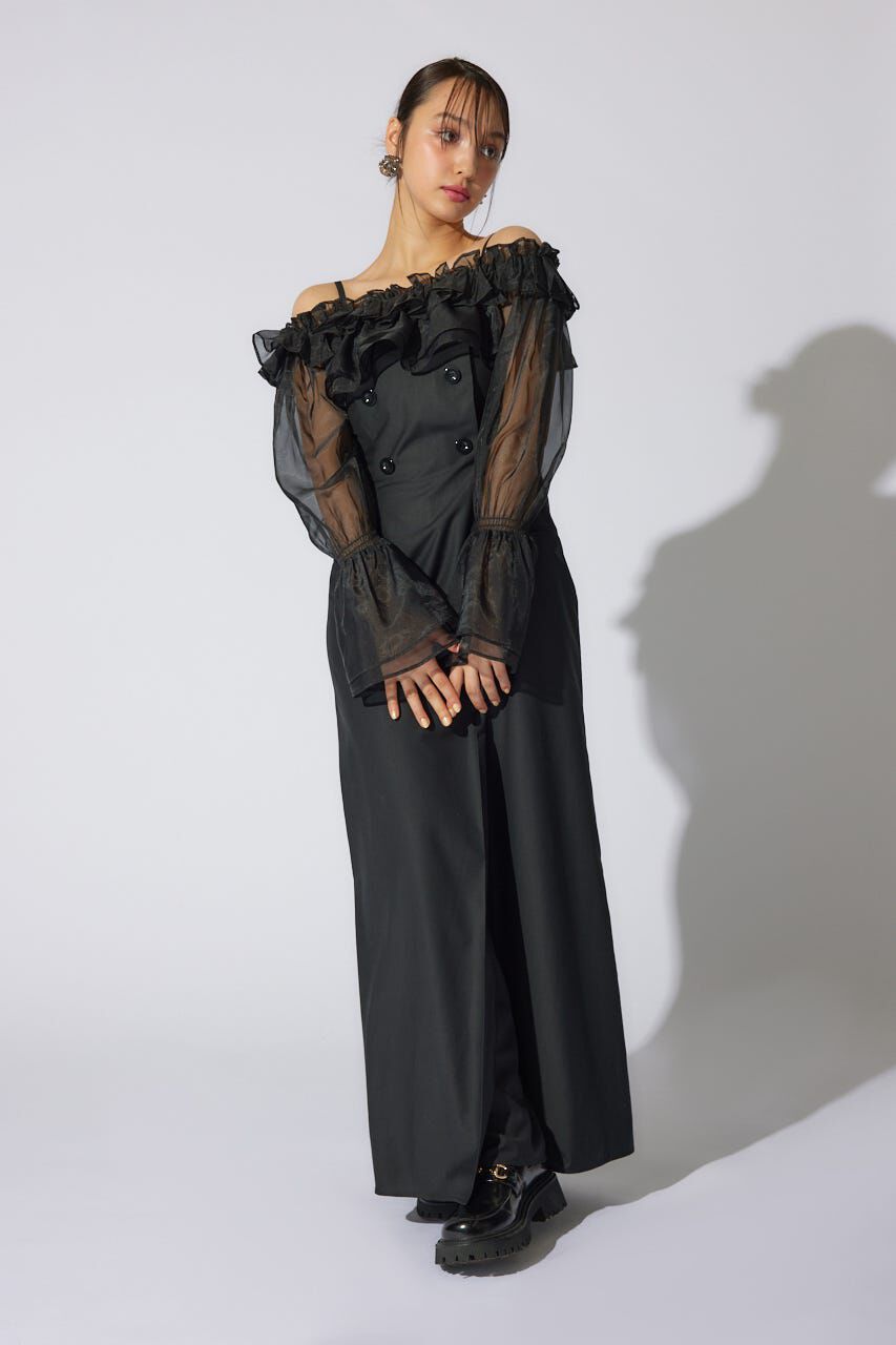 rienda「フリルカーディガンSETロンパース」|ワンピース|BLK