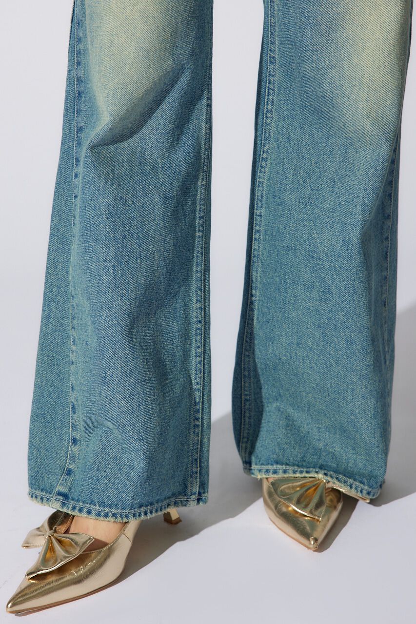 rienda「サイドVラインジャストウエストパンツ」|デニム|