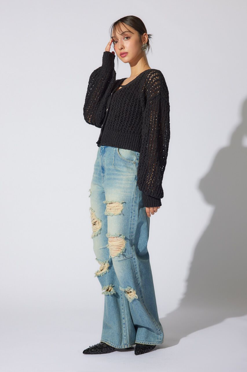 rienda「ビジューニットカーディガン」|カーディガン|