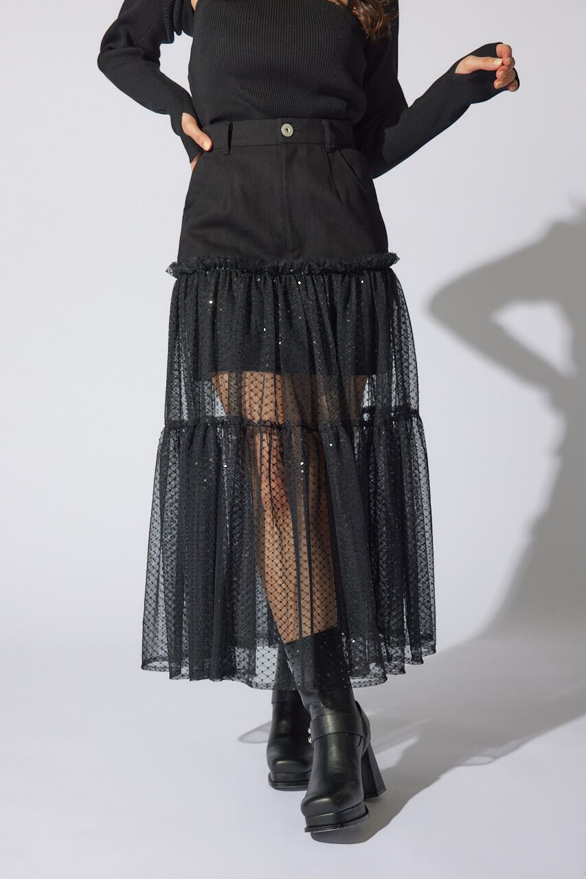 rienda「シアーコンビフレアジャストウエストスカート」|スカート|