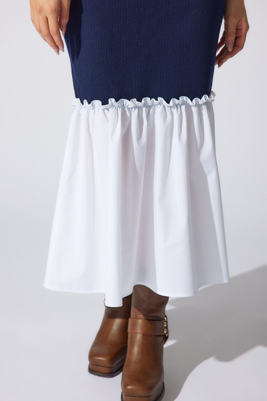 rienda「シャツレイヤードコンビマーメイドニットワンピース」|ワンピース|