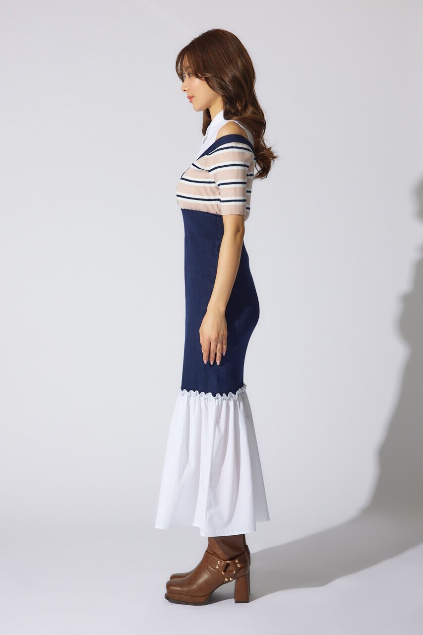 rienda「シャツレイヤードコンビマーメイドニットワンピース」|ワンピース|