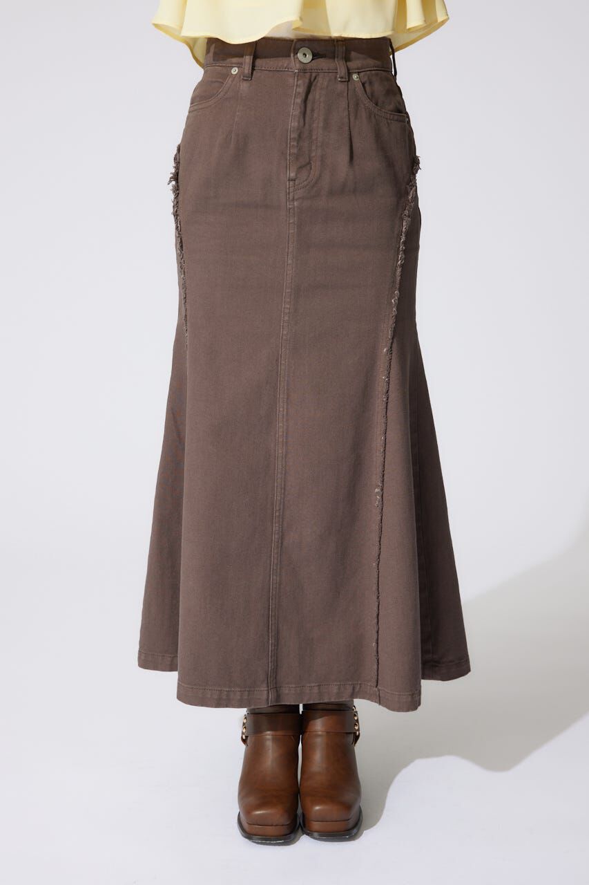 rienda「フリンジマーメイドデニムジャストウエストスカート」|スカート|