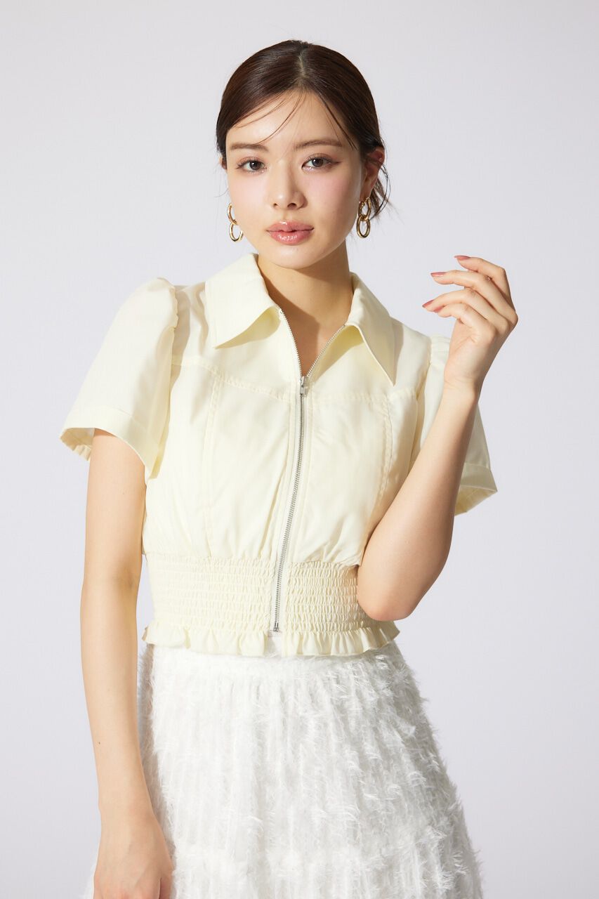 rienda「ウエストシャーリングZIPブラウス」|シャツ・ブラウス|