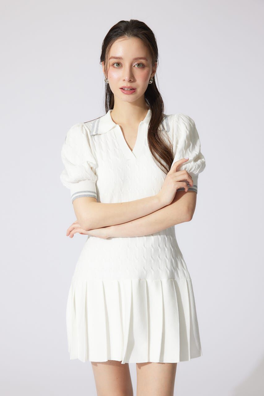 rienda「スキッパーデザインニットミニワンピース」|ワンピース|