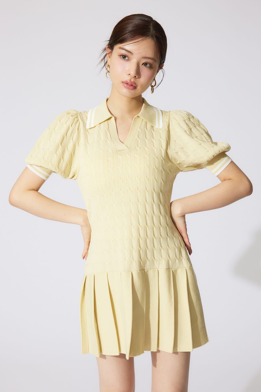 rienda「スキッパーデザインニットミニワンピース」|ワンピース|