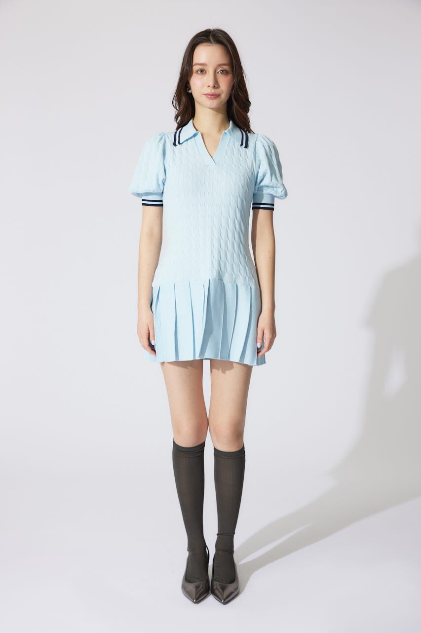 rienda「スキッパーデザインニットミニワンピース」|ワンピース|