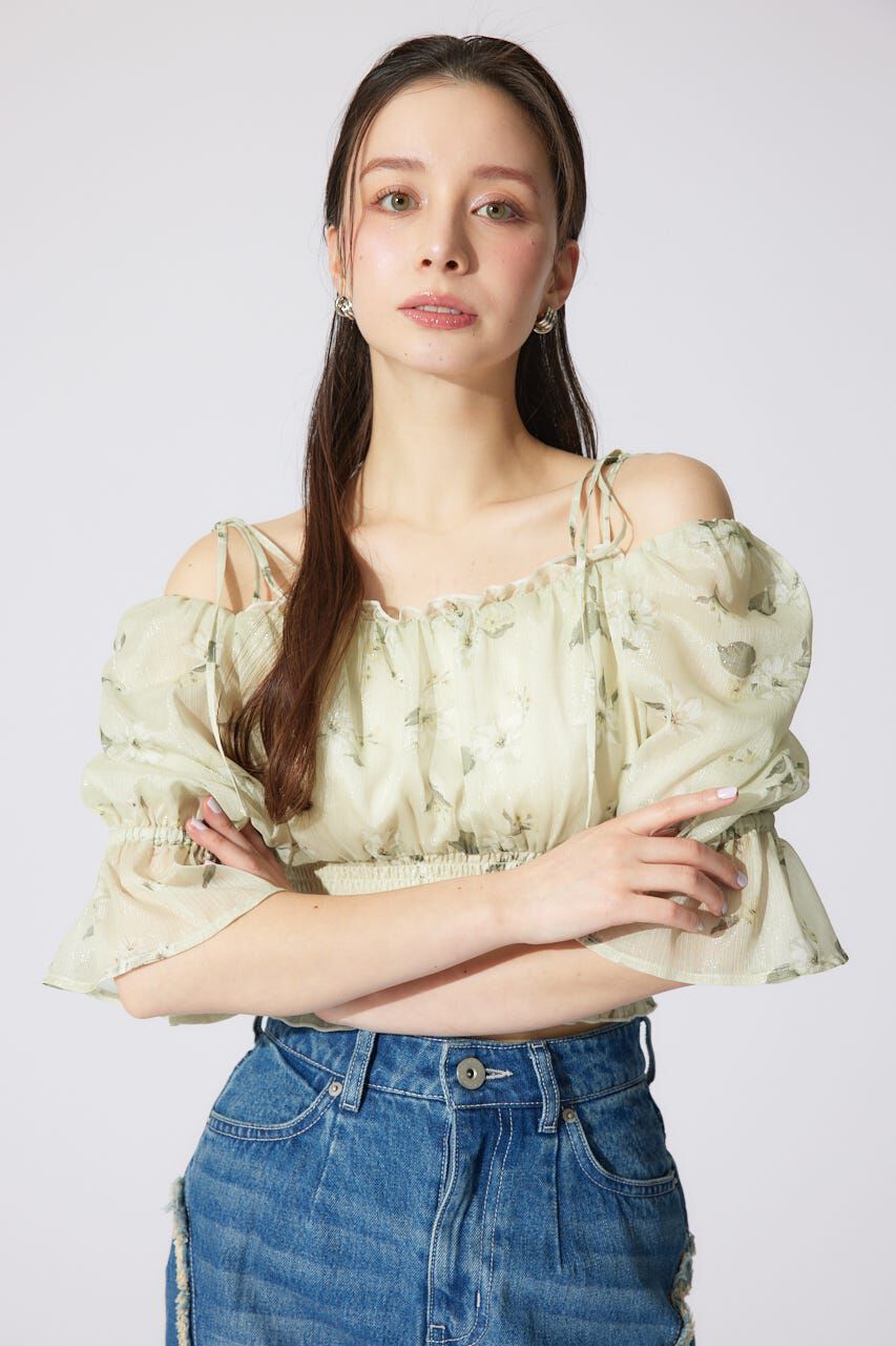 rienda「パフスリーブシャーリングブラウス」|シャツ・ブラウス|