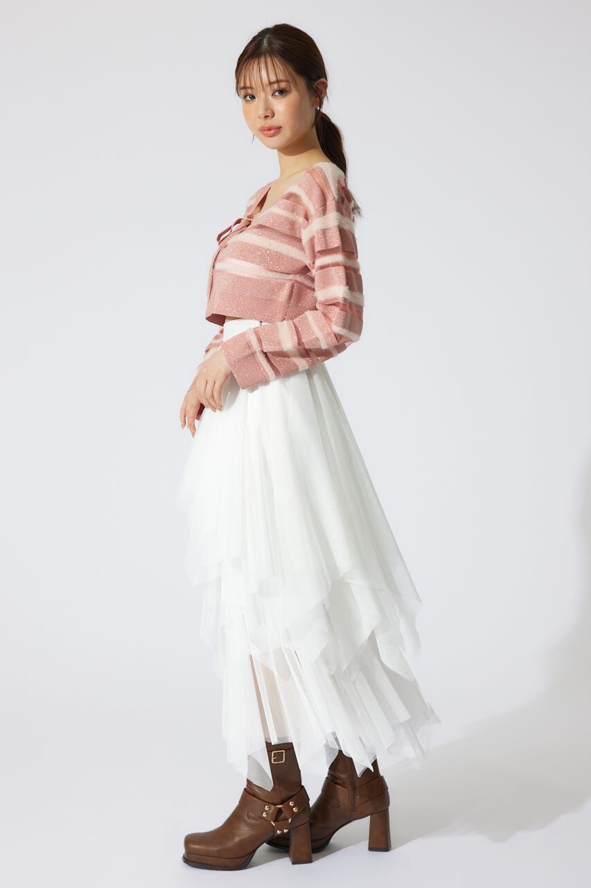 rienda「ニュアンスランダムチュールジャストウエストスカート」|スカート|