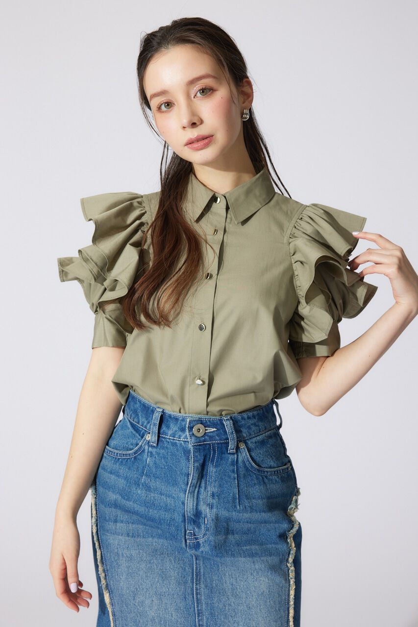 rienda「フリルスリーブデザインシャツトップス」|シャツ・ブラウス|KHA