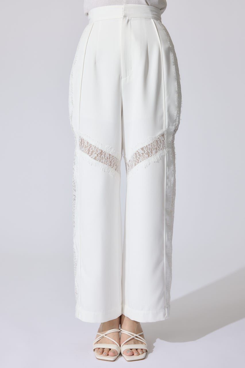 rienda「レースコンビジャストウエストストレートパンツ」|その他|