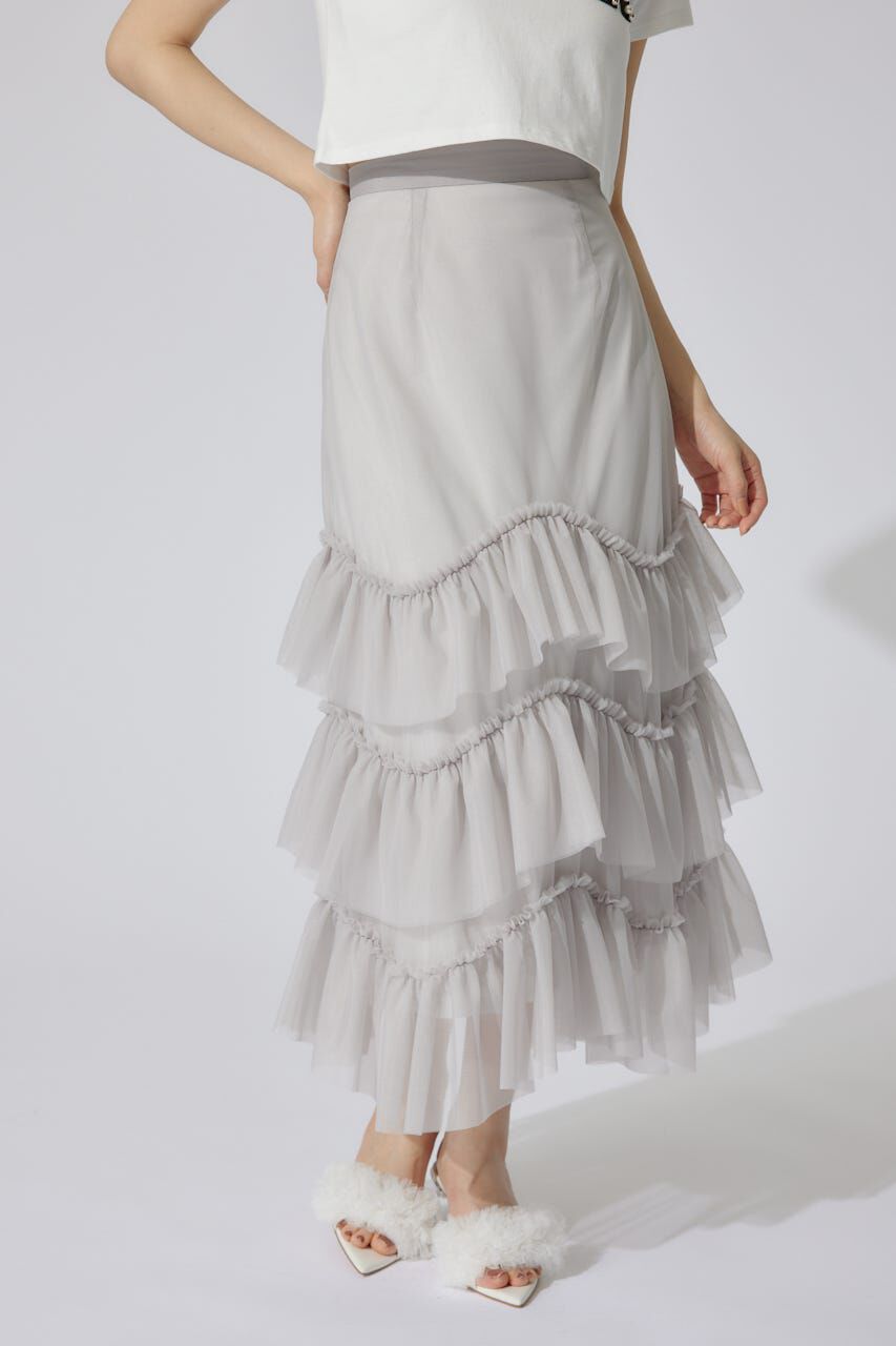rienda「レイヤードフリルチュールティアードスカート」|スカート|L/GRY1
