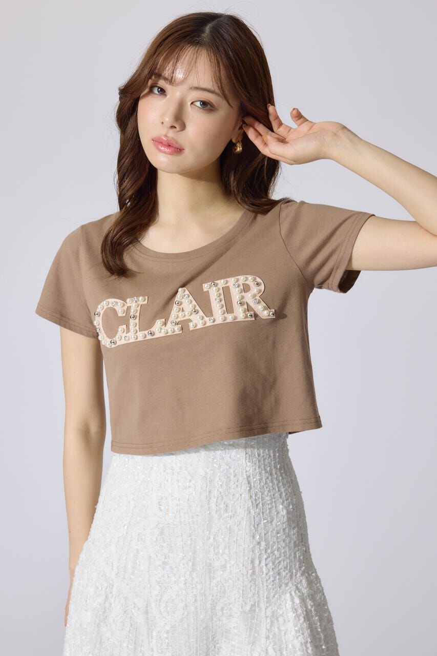 rienda「スランクビジューショートTシャツ」|Tシャツ・カットソー|