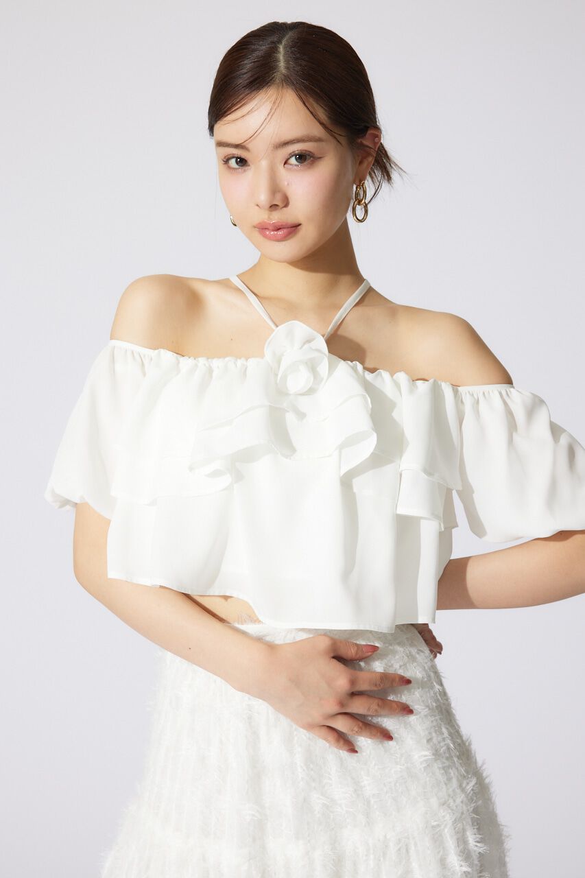 rienda「バルーンオフショルティアードブラウス」|シャツ・ブラウス|WHT