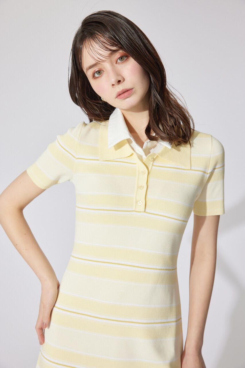 rienda「ダブルカラーニットワンピース」|ワンピース|