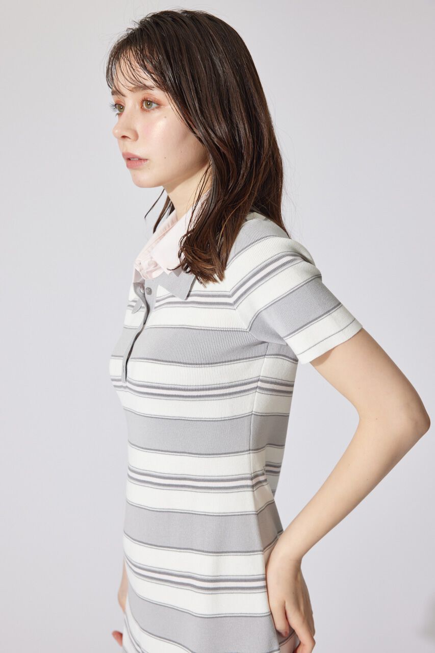 rienda「ダブルカラーニットワンピース」|ワンピース|