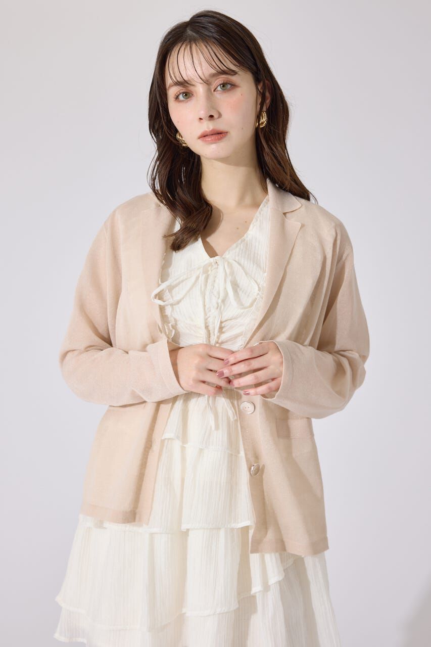 rienda「テーラーカラーシアーニットカーディガン」|カーディガン|