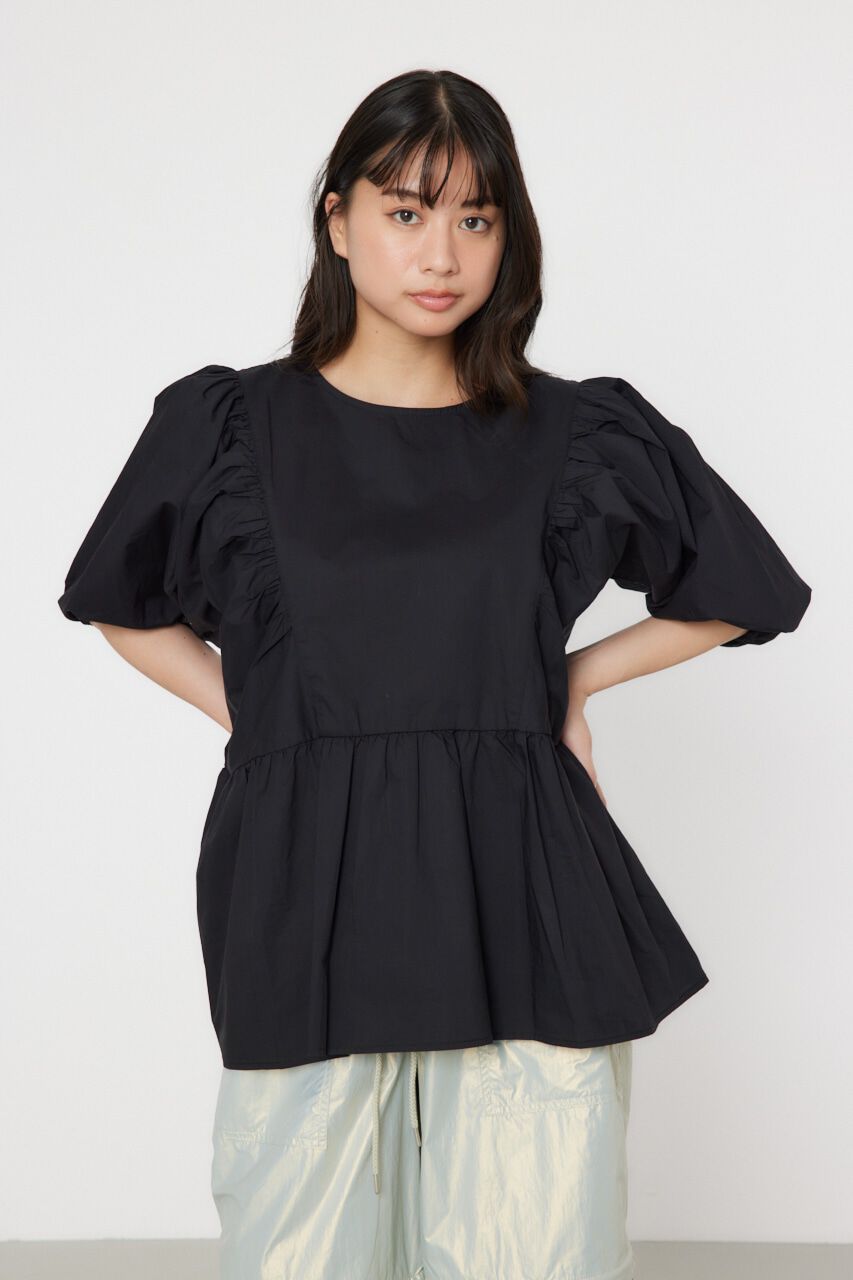 RODEO CROWNS「袖ボリュームペプラムトップス」|シャツ・ブラウス|BLK
