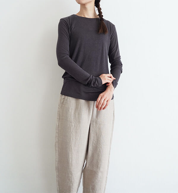 オローネ「マイアンダーカットソー」|Tシャツ・カットソー|チャコールグレー