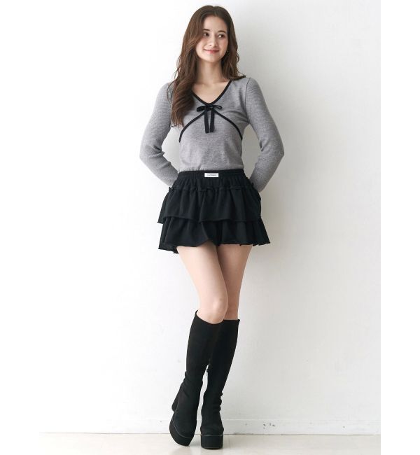 CALNAMUR「バイカラーリボンニット」|ニット・セーター|