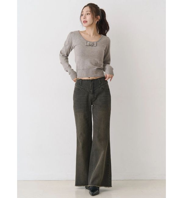 CALNAMUR「コサージュリボンコンパクトニット」|ニット・セーター|