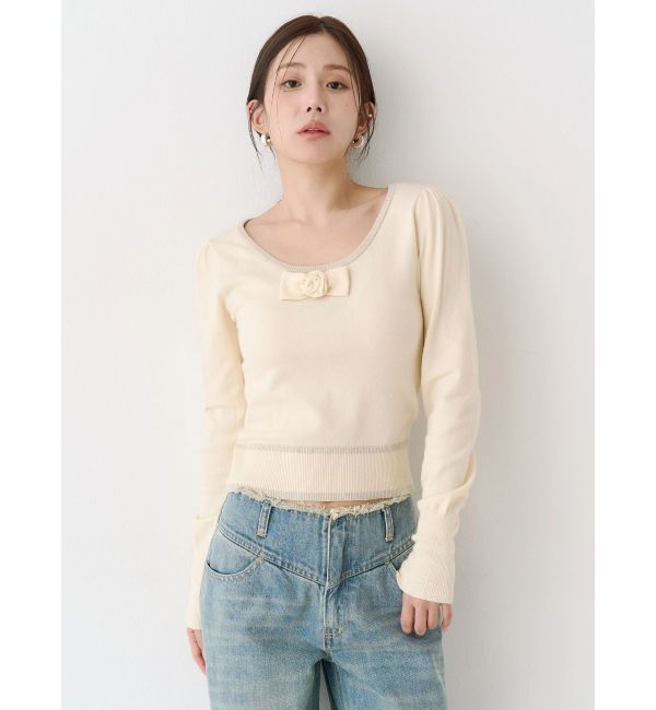 CALNAMUR「コサージュリボンコンパクトニット」|ニット・セーター|