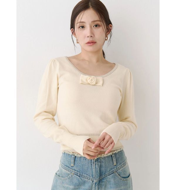 CALNAMUR「コサージュリボンコンパクトニット」|ニット・セーター|