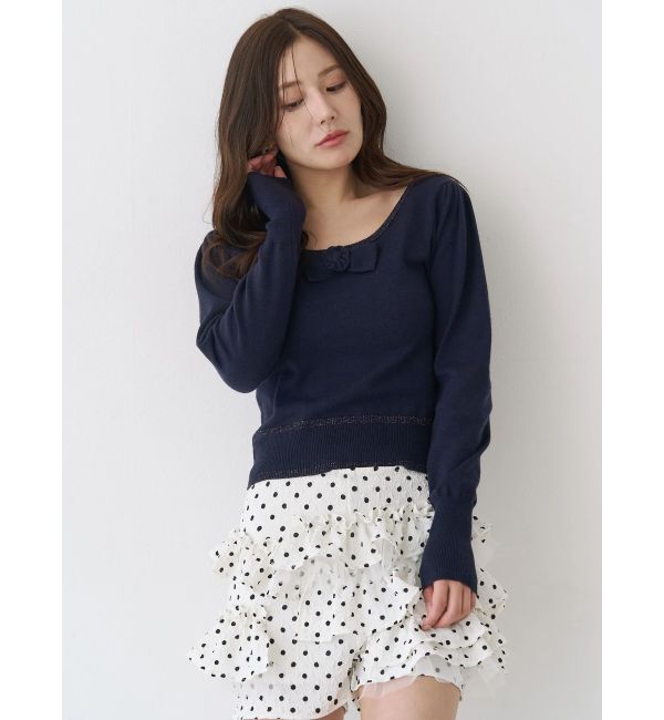 CALNAMUR「コサージュリボンコンパクトニット」|ニット・セーター|