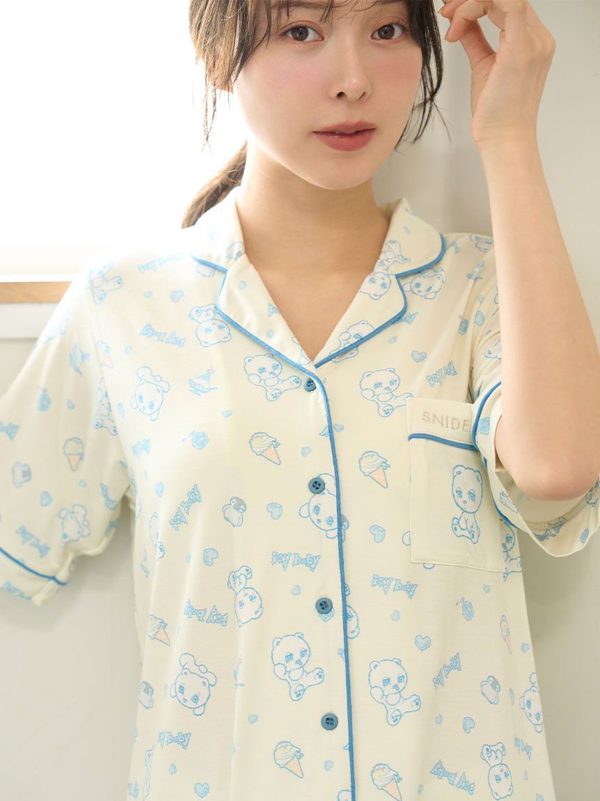 SNIDEL HOME「【icy baby】【接触冷感】総柄開襟シャツ」|ルームウェア|IVR