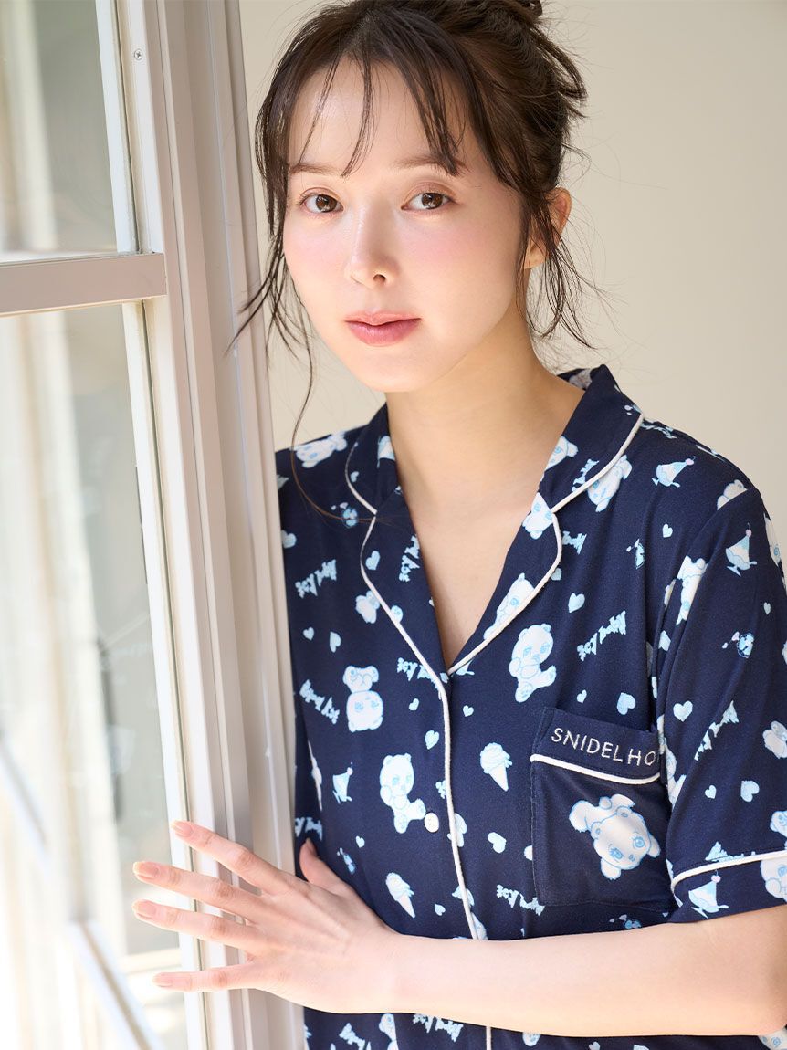 SNIDEL HOME「【icy baby】【接触冷感】総柄開襟シャツ」|ルームウェア|