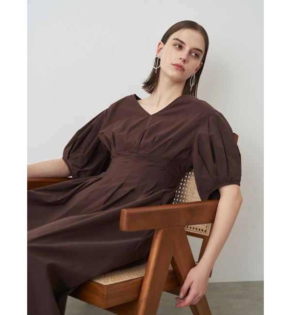 ELENDEEK「FORM SLEEVE WAIST TUCKED OP」|ワンピース|ブラウン