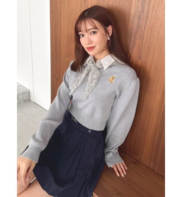 dazzlin「【POLO BCSコラボ】レーススカーフベア刺繍ニットトップス」|ニット・セーター|