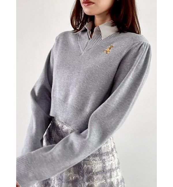 dazzlin「【POLO BCSコラボ】レーススカーフベア刺繍ニットトップス」|ニット・セーター|