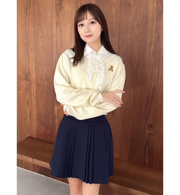dazzlin「【POLO BCSコラボ】レーススカーフベア刺繍ニットトップス」|ニット・セーター|