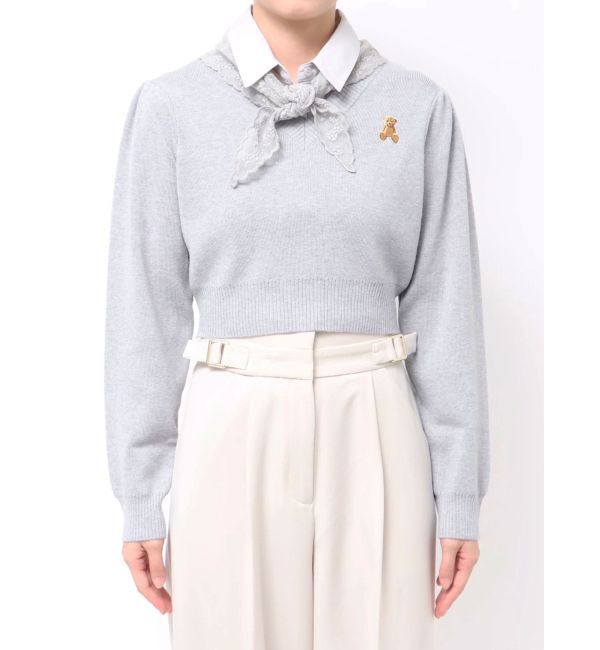 dazzlin「【POLO BCSコラボ】レーススカーフベア刺繍ニットトップス」|ニット・セーター|