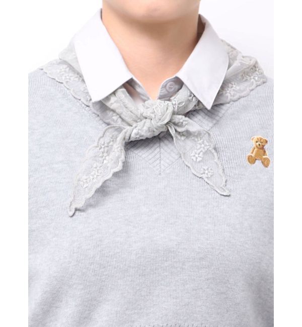 dazzlin「【POLO BCSコラボ】レーススカーフベア刺繍ニットトップス」|ニット・セーター|