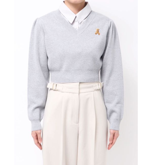 dazzlin「【POLO BCSコラボ】レーススカーフベア刺繍ニットトップス」|ニット・セーター|
