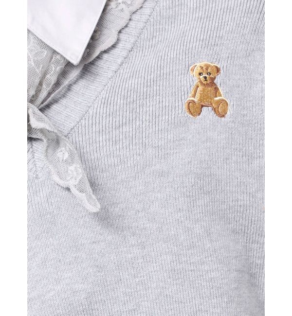 dazzlin「【POLO BCSコラボ】レーススカーフベア刺繍ニットトップス」|ニット・セーター|