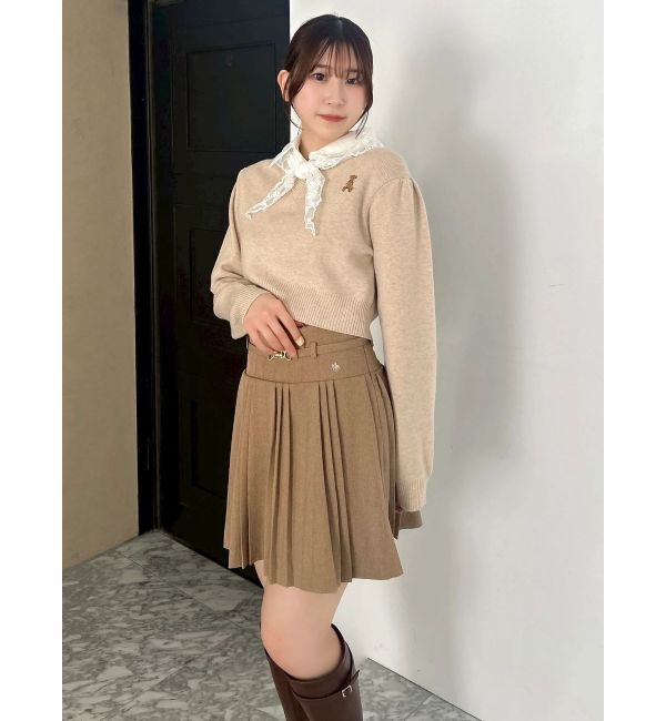 dazzlin「【POLO BCSコラボ】レーススカーフベア刺繍ニットトップス」|ニット・セーター|ベージュ