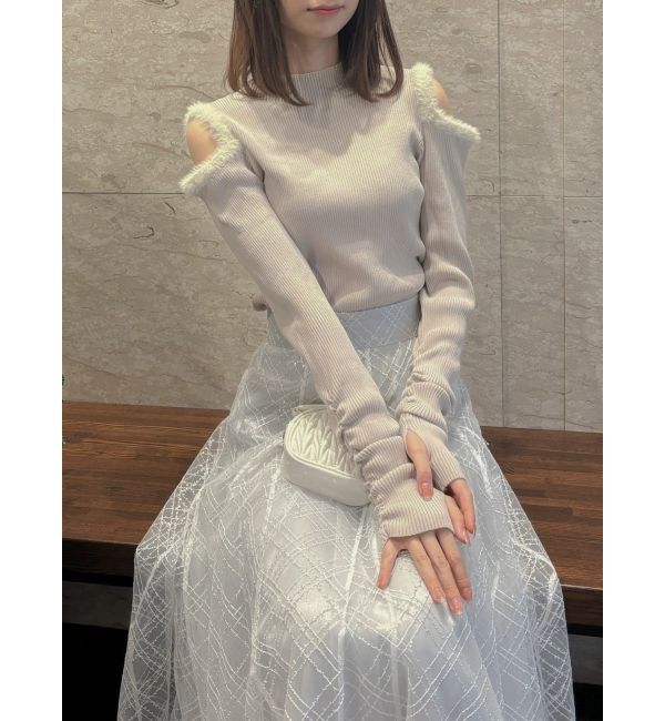 dazzlin「【20周年記念復刻！】オープンエコファースリーブニットトップス」|ニット・セーター|ベージュ