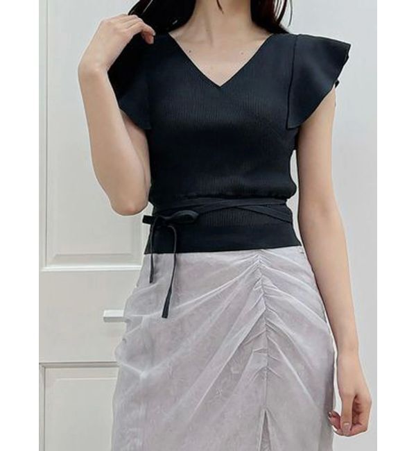 MERCURYDUO「カシュクールラッフルコンパクトニット」|ニット・セーター|