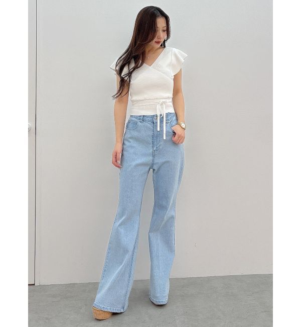 MERCURYDUO「カシュクールラッフルコンパクトニット」|ニット・セーター|