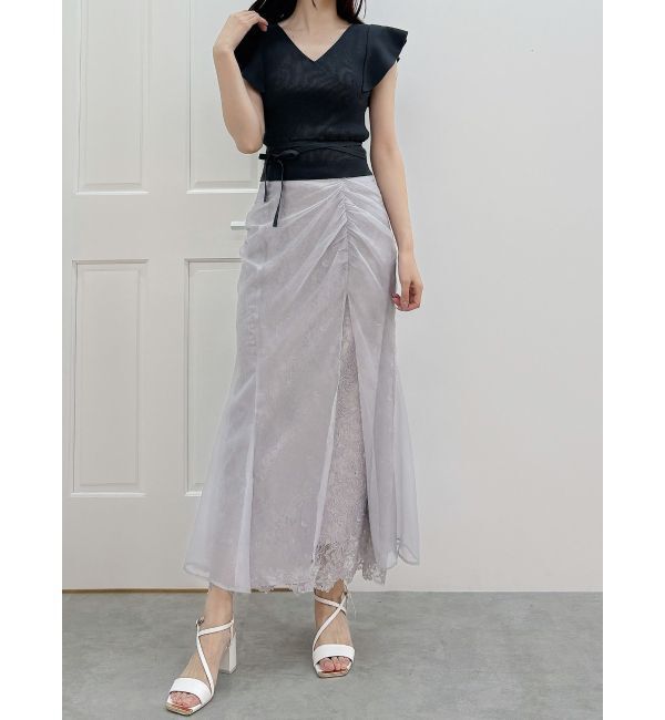 MERCURYDUO「カシュクールラッフルコンパクトニット」|ニット・セーター|