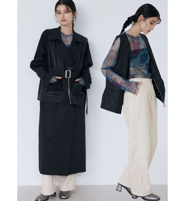 MURUA「ジレレイヤードトレンチコート【マルチウェイ】」|トレンチコート|ブラック